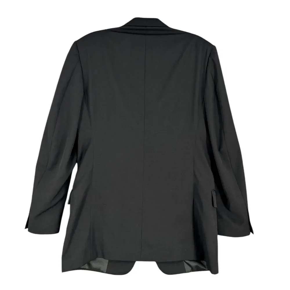 Evan Picone Black Two Button‎ Closure Notched Lapels Flap Pockets Blazer 41L